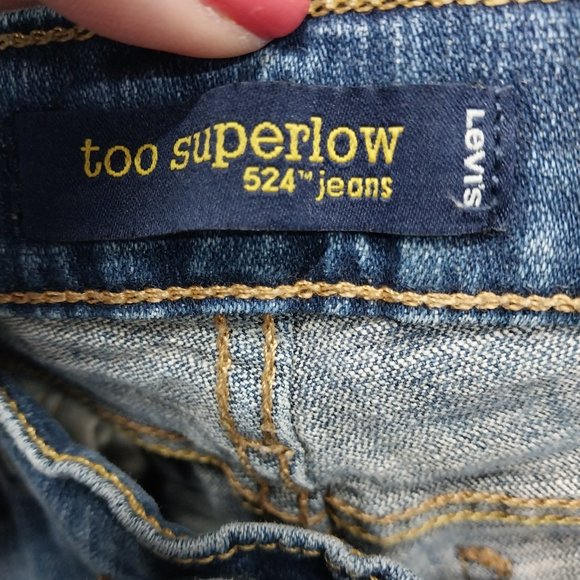 2964 Size 7j Levi's 524 Appliqued With Quilted Flowers Flare Leg Jean - Picture 5 of 6